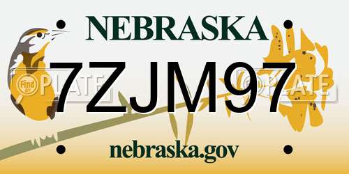 7ZJM97 Nebraska License Plate