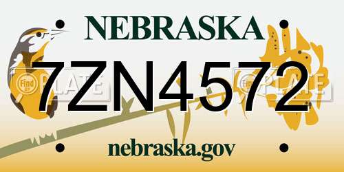 7ZN4572 Nebraska License Plate