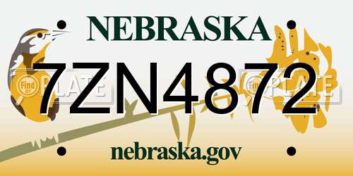 7ZN4872 Nebraska License Plate