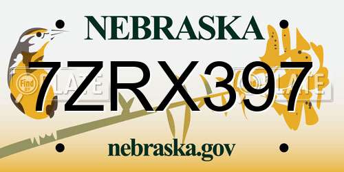 7ZRX397 Nebraska License Plate