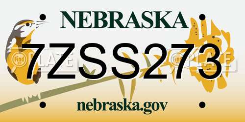 7ZSS273 Nebraska License Plate
