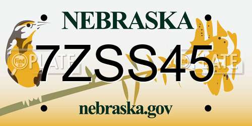 7ZSS45 Nebraska License Plate