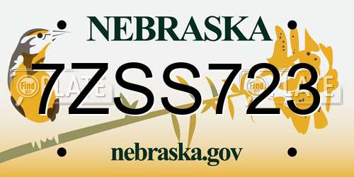 7ZSS723 Nebraska License Plate