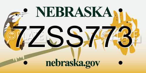 7ZSS773 Nebraska License Plate