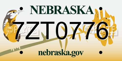 7ZT0776 Nebraska License Plate