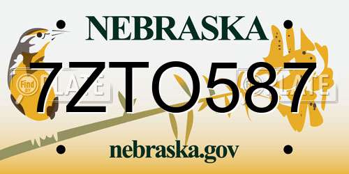7ZTO587 Nebraska License Plate