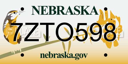 7ZTO598 Nebraska License Plate