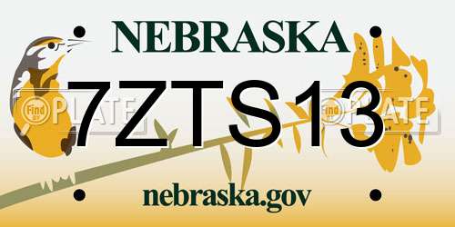 7ZTS13 Nebraska License Plate
