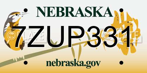 7ZUP331 Nebraska License Plate