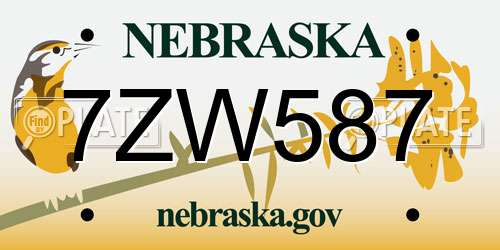 7ZW587 Nebraska License Plate