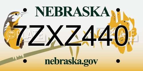 7ZXZ440 Nebraska License Plate