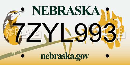 7ZYL993 Nebraska License Plate