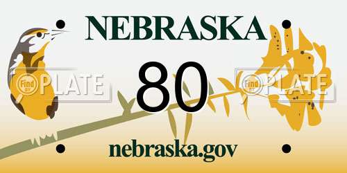 80 Nebraska License Plate