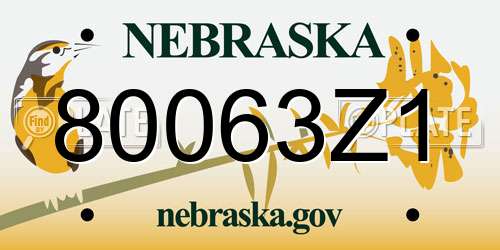 80063Z1 Nebraska License Plate