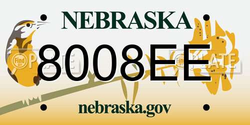 8008EE Nebraska License Plate