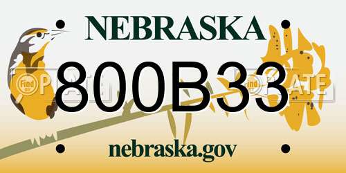 800B33 Nebraska License Plate