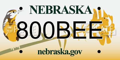 800BEE Nebraska License Plate
