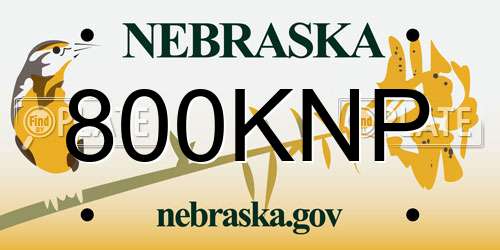 800KNP Nebraska License Plate