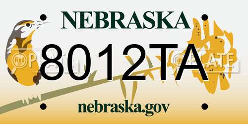 8012TA Nebraska License Plate