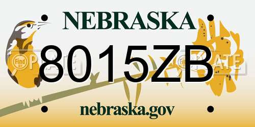 8015ZB Nebraska License Plate