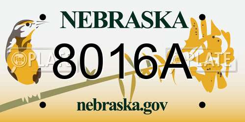 8016A Nebraska License Plate