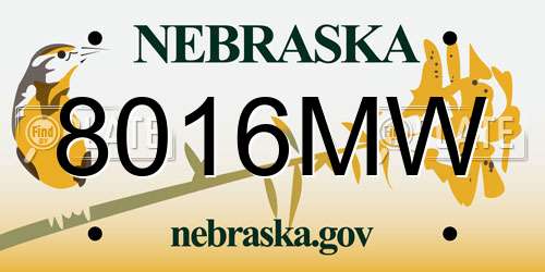 8016MW Nebraska License Plate