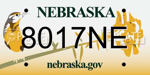 8017NE Nebraska License Plate
