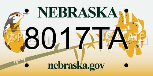 8017TA Nebraska License Plate