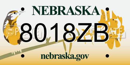 8018ZB Nebraska License Plate