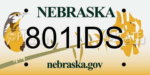 801IDS Nebraska License Plate