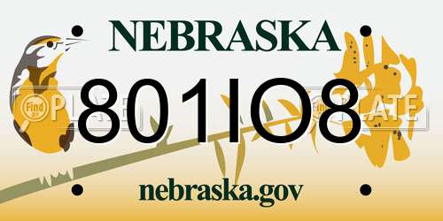 801IO8 Nebraska License Plate