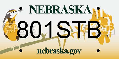 801STB Nebraska License Plate