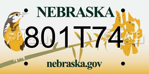 801T74 Nebraska License Plate