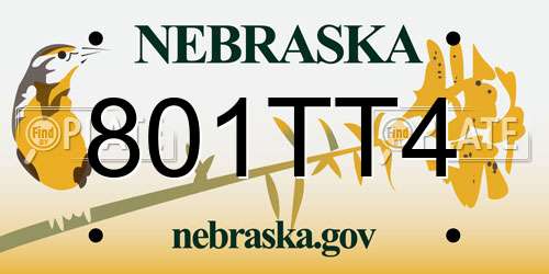 801TT4 Nebraska License Plate