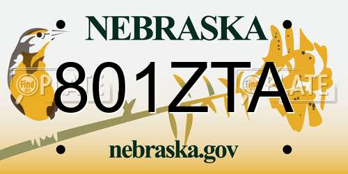 801ZTA Nebraska License Plate