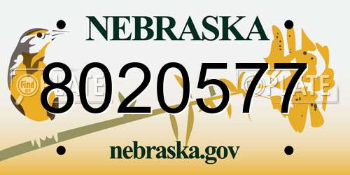 8020577 Nebraska License Plate