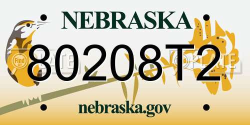 80208T2 Nebraska License Plate