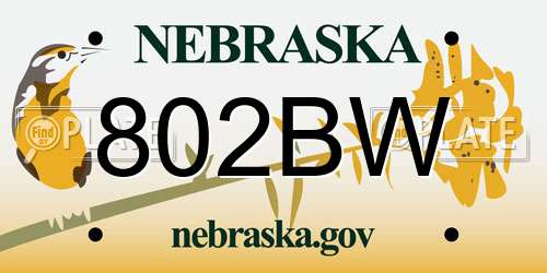 802BW Nebraska License Plate
