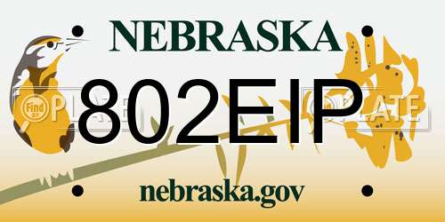 802EIP Nebraska License Plate