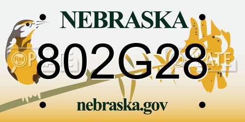 802G28 Nebraska License Plate