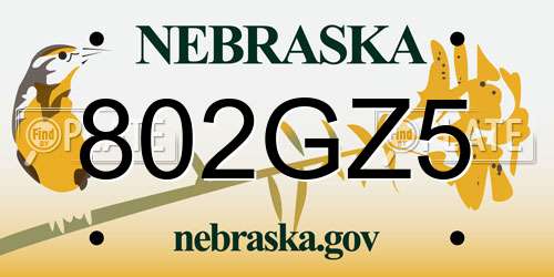 802GZ5 Nebraska License Plate