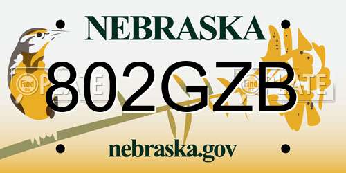 802GZB Nebraska License Plate