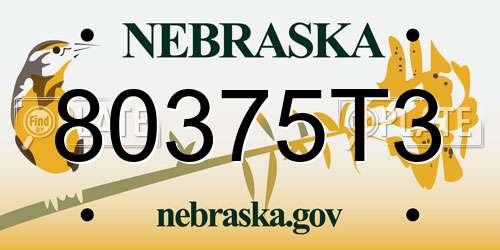 80375T3 Nebraska License Plate