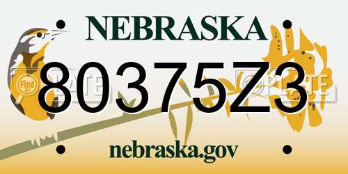 80375Z3 Nebraska License Plate
