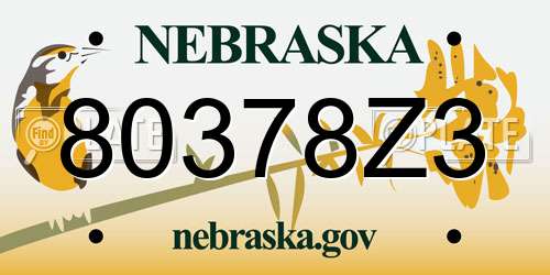80378Z3 Nebraska License Plate