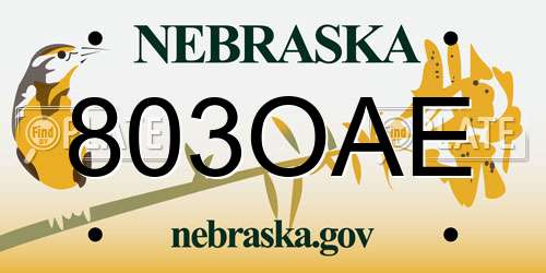 803OAE Nebraska License Plate