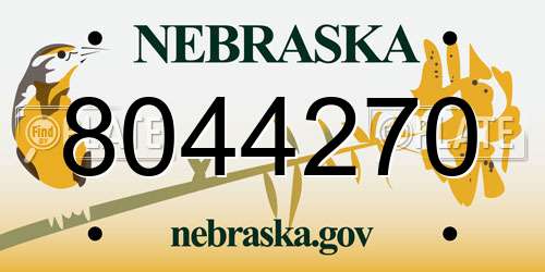 8044270 Nebraska License Plate