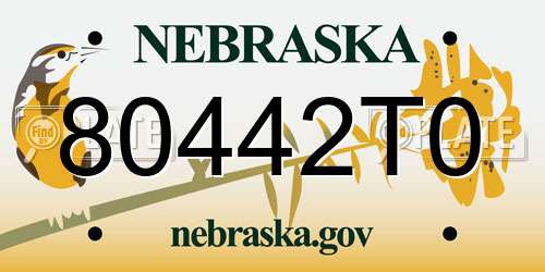 80442T0 Nebraska License Plate