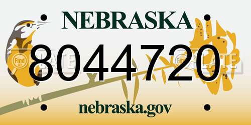 8044720 Nebraska License Plate
