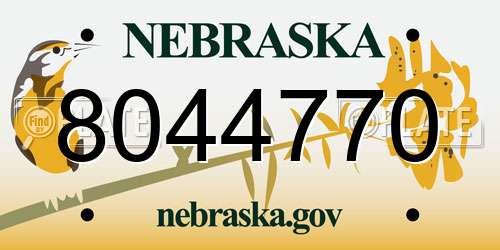 8044770 Nebraska License Plate